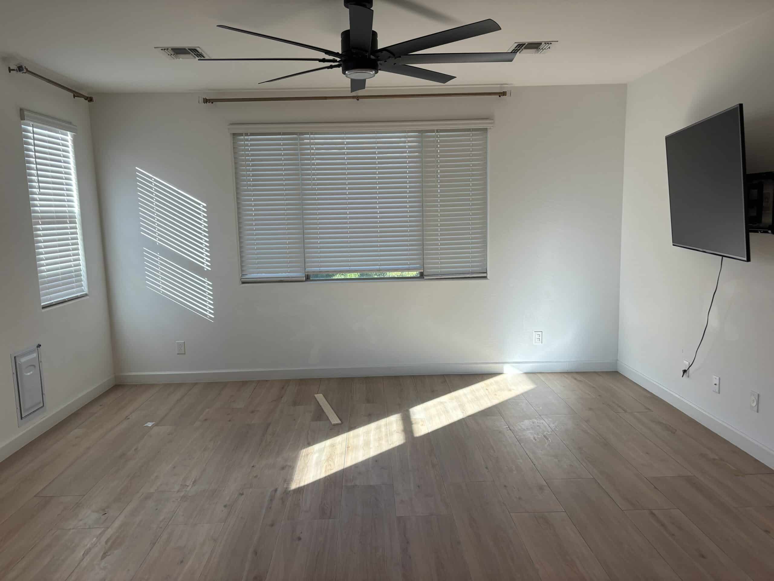 Empty living room prior to staging